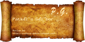 Patkós Gábor névjegykártya